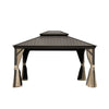 Charming Outdoor Hardtop Gazebo with Double Canopy and Curtains