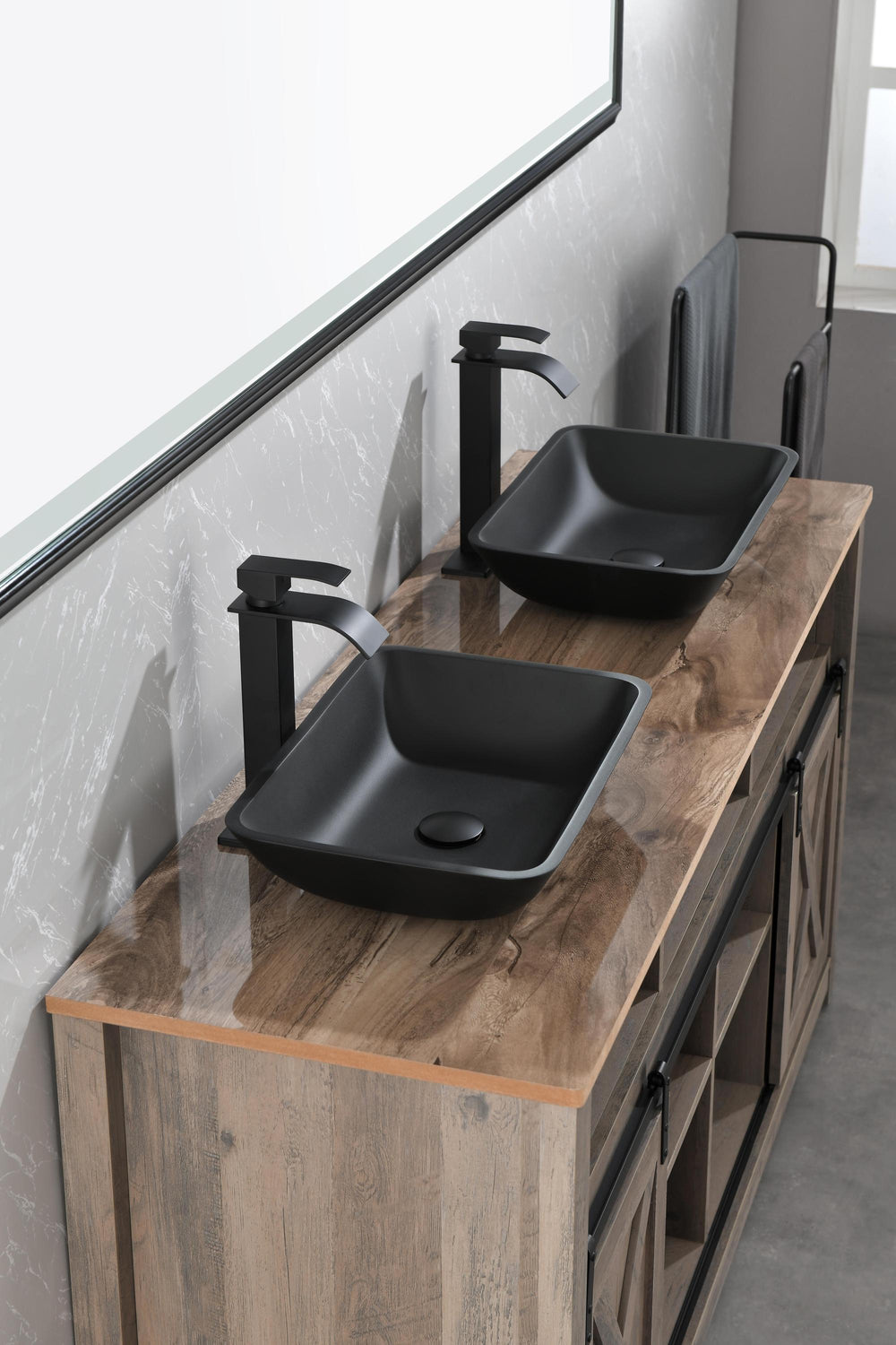 Sleek Black Matte Bathroom Sink Set