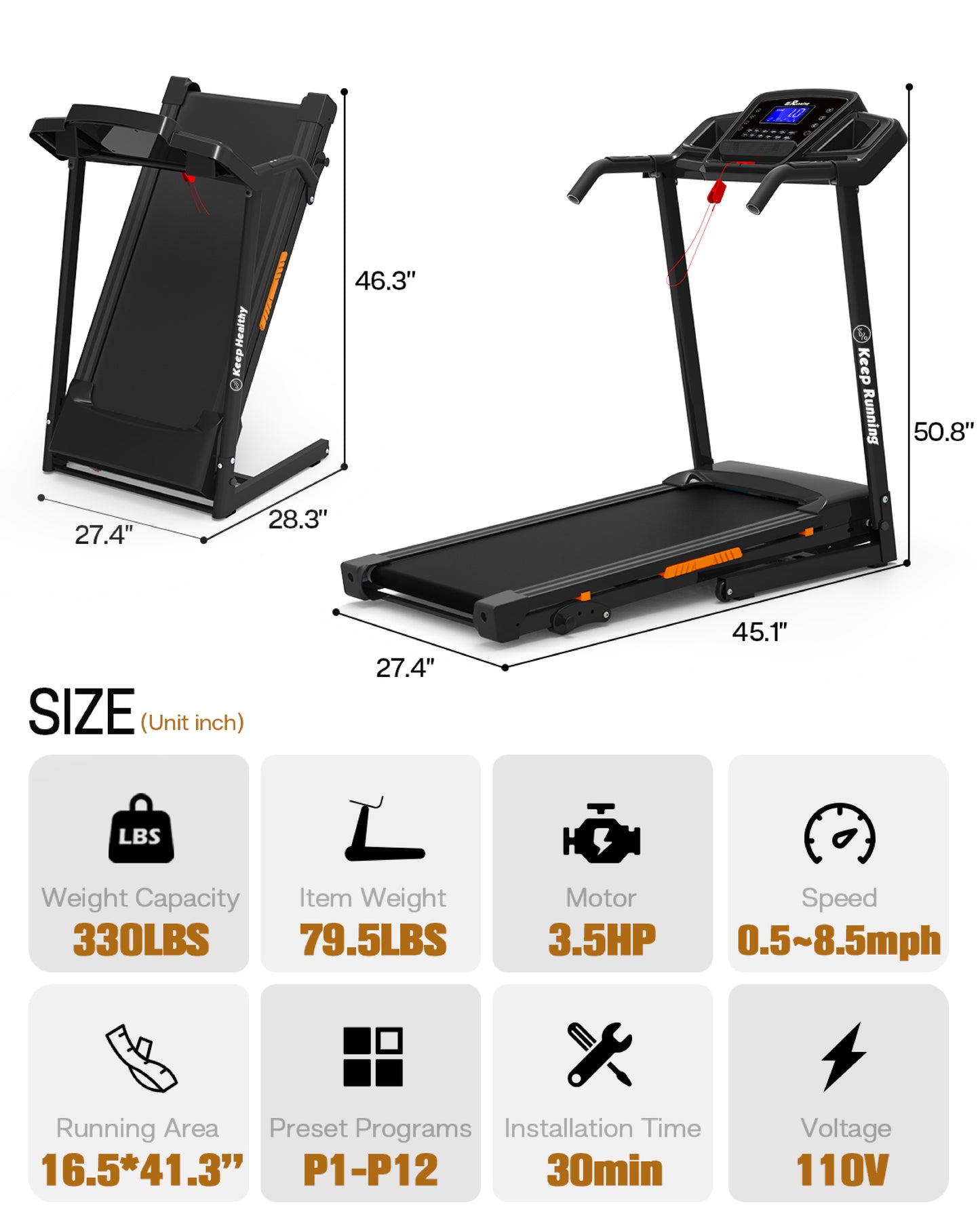 FlexFit Foldable Treadmill