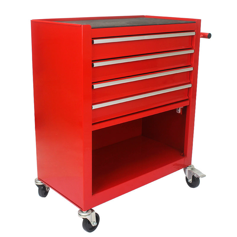 Rolling Red Tool Cart with Four Drawers