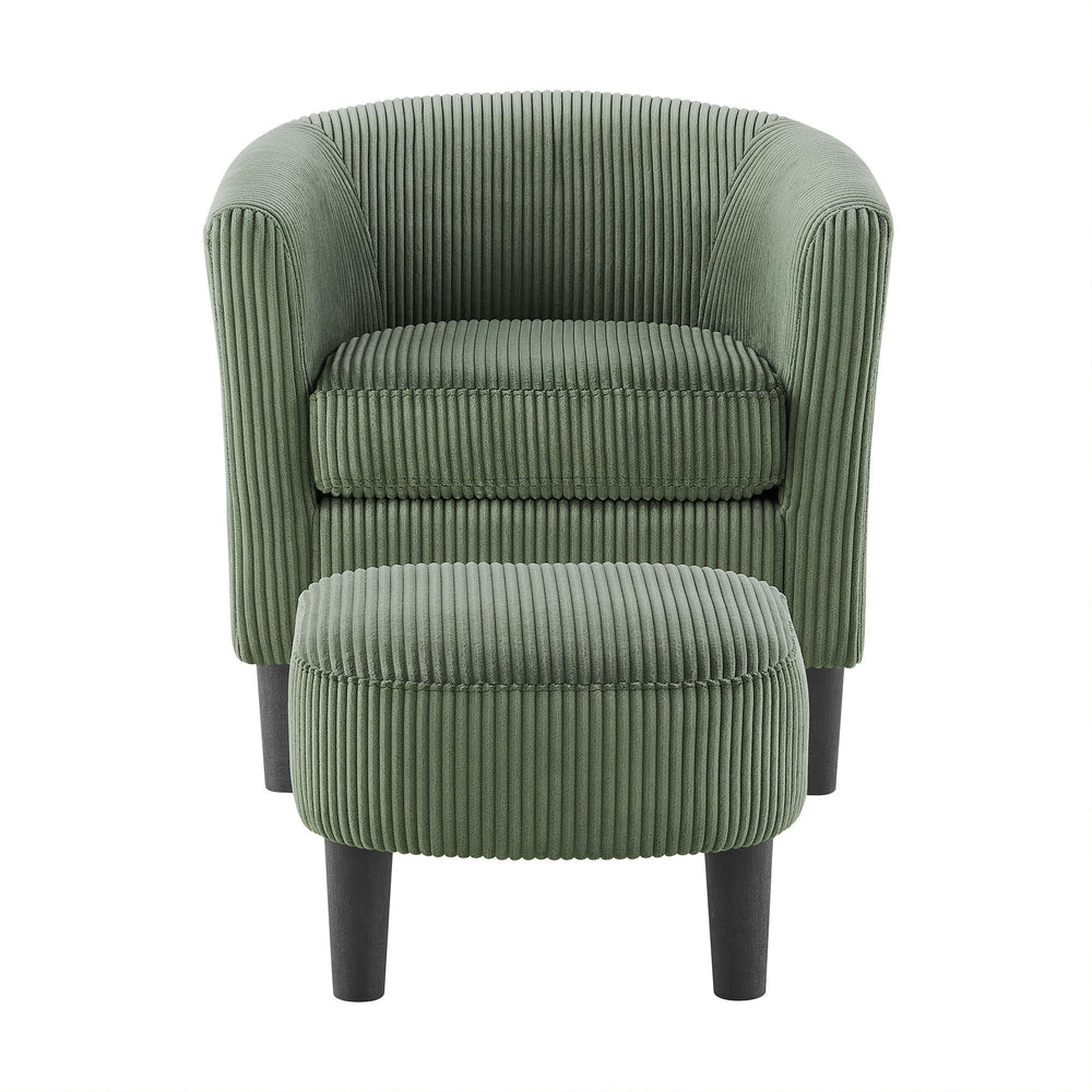 Chic Corduroy Accent Chair with Ottoman – Cozy Comfort for Any Space