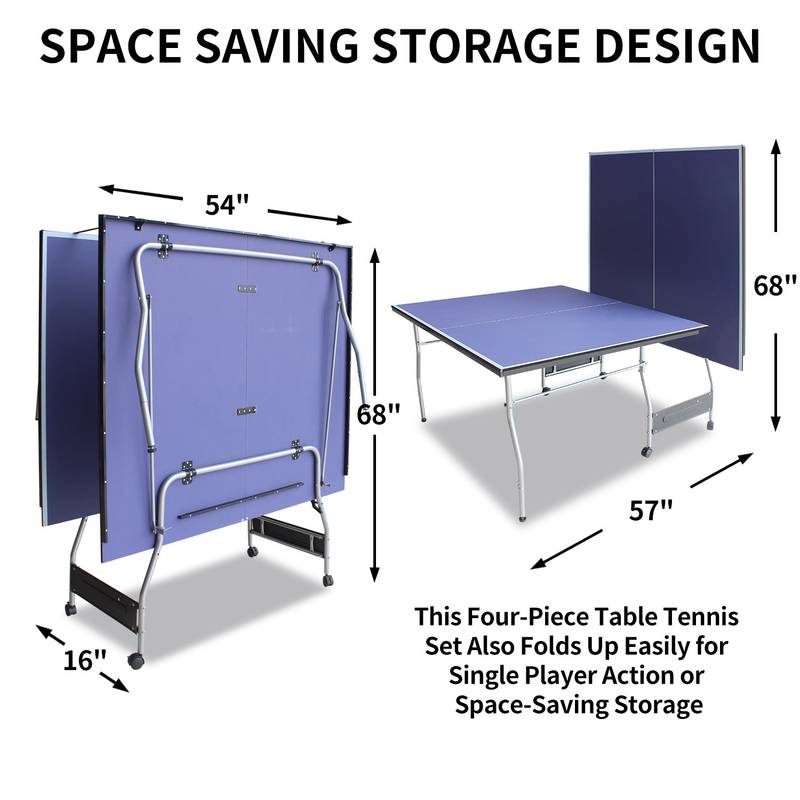 Easy Set-Up Ping Pong Table - Foldable & Portable Game for Indoors and Outdoors