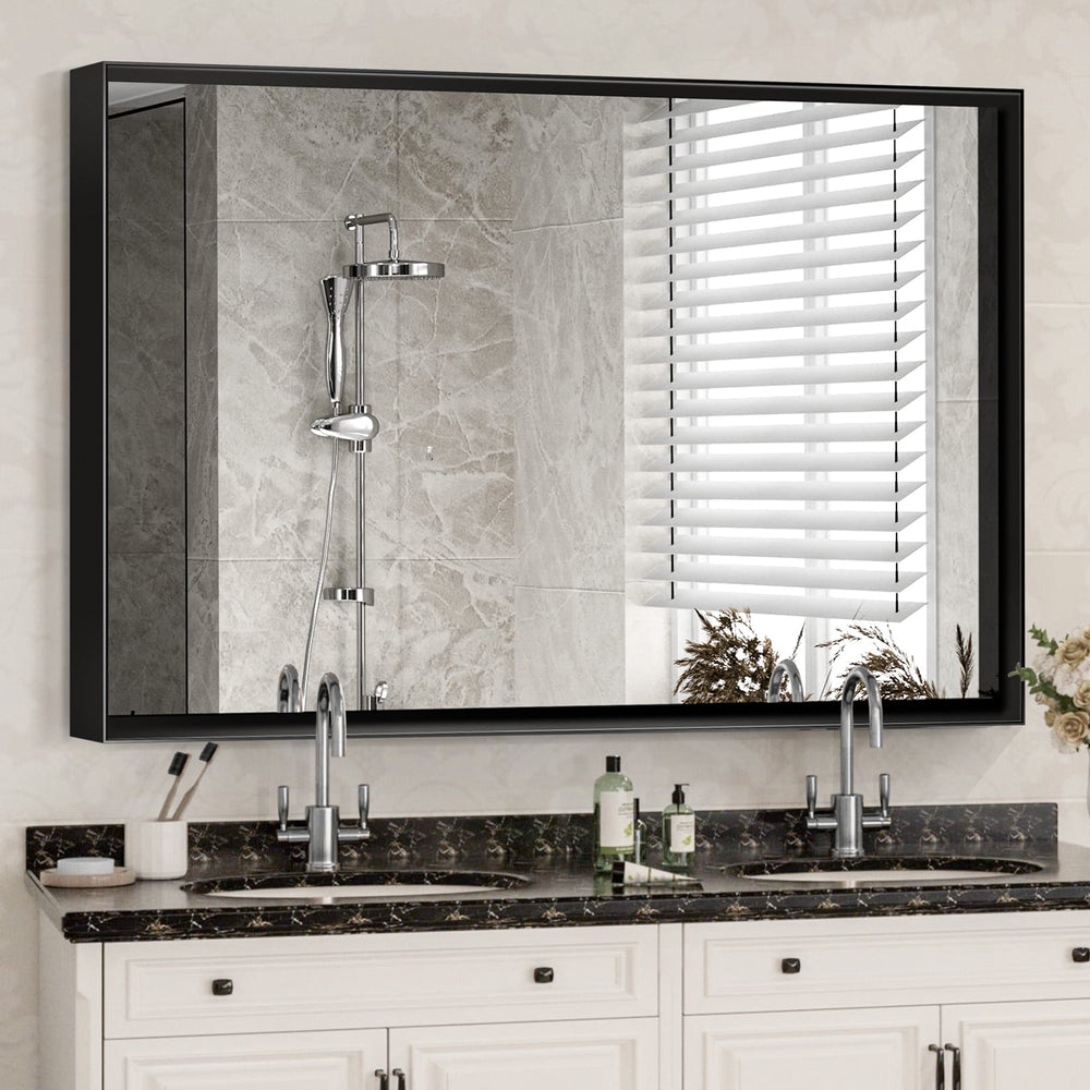 Chic Black Wall-Mount Bathroom Mirror