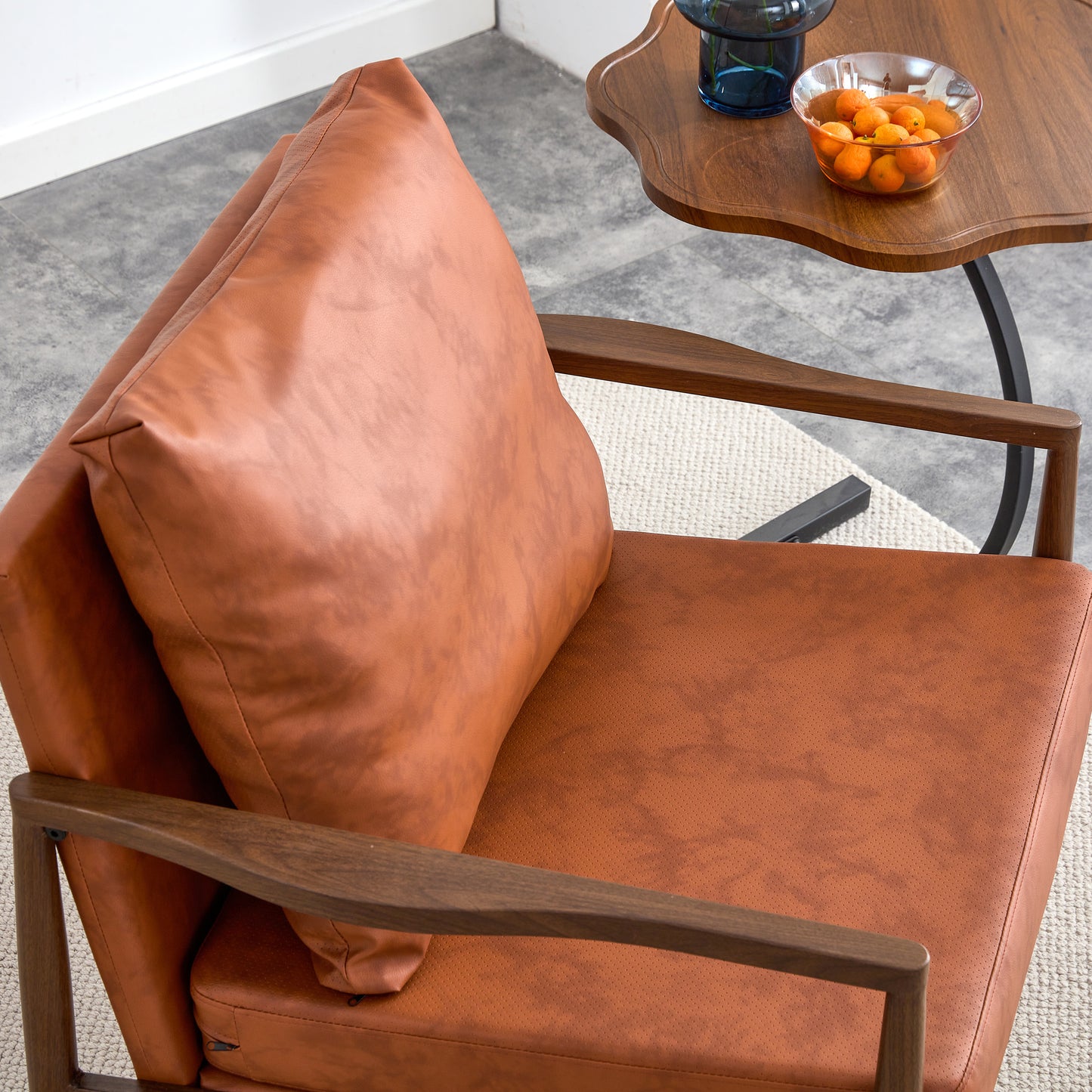 Chic Walnut Armchair with Plush Comfort