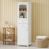 Chic Tall Bathroom Cabinet with Glass Doors & Adjustable Shelves