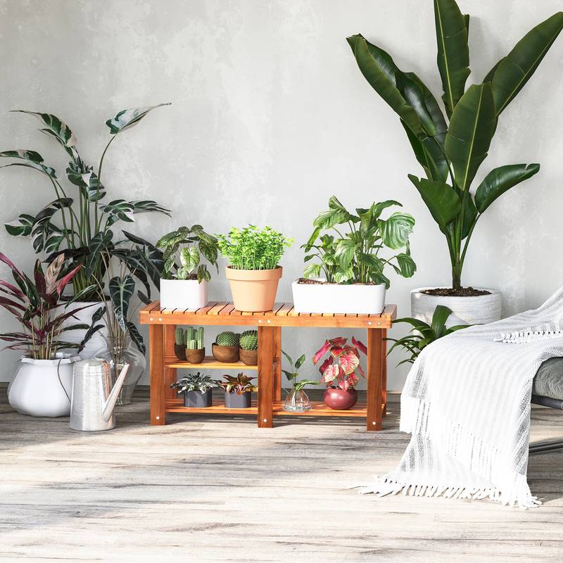 Rustic Wooden Shoe Bench Organizer