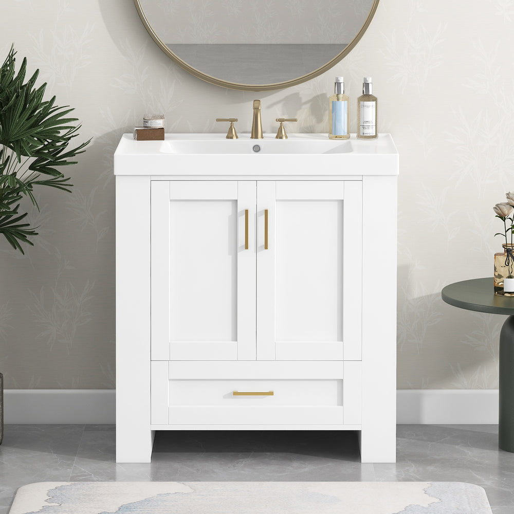 Sleek Modern Double-Shelf Bathroom Vanity with Sink