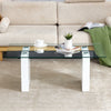 Sleek Glass & White Column Coffee Table