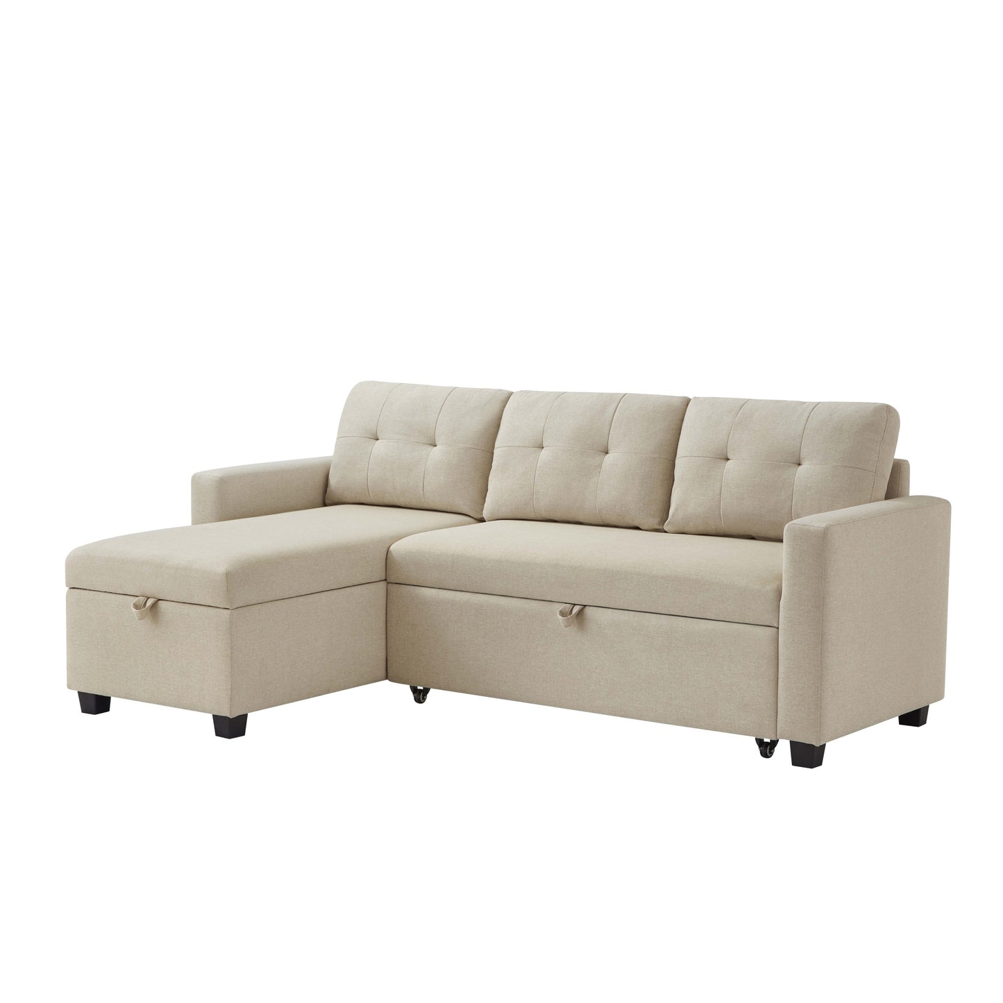 Beige Convertible Storage Sofa Sectional