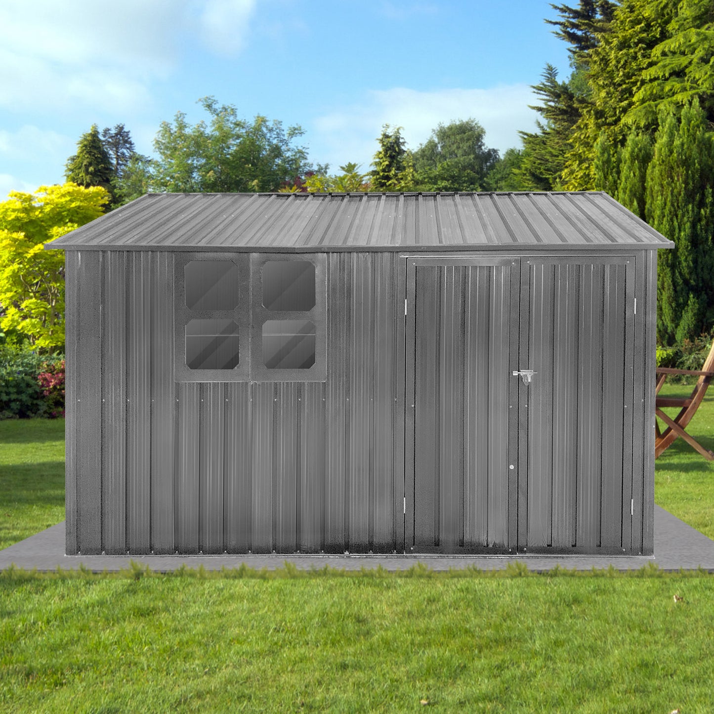 Stylish Grey Garden Shed with Window