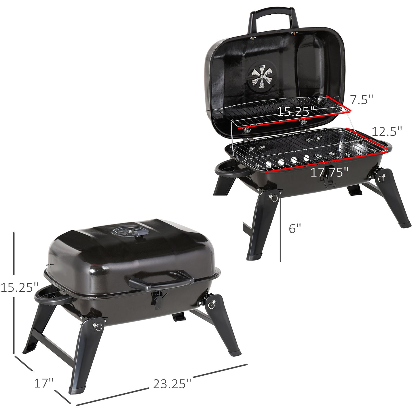 Outsunny Compact Charcoal BBQ Grill