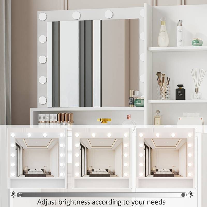 Glam Up Vanity Set with Mirror & Lights