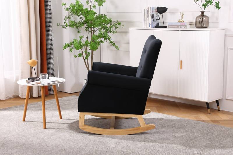 Velvet Mid-Century Rocker Chair