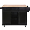 Versatile Black Kitchen Cart with Drop-Leaf Top and Storage Wheels