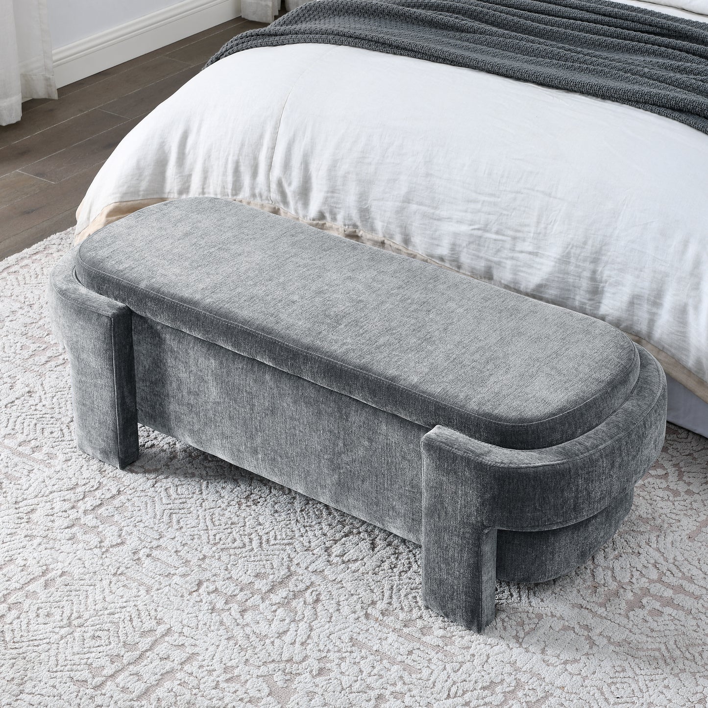 Chic Chenille Storage Bench