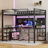 Cozy XL Black Loft Bed with Desk & Shelves