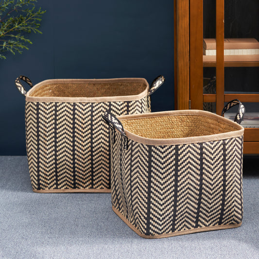 Chic Woven Storage Baskets - Set of Two