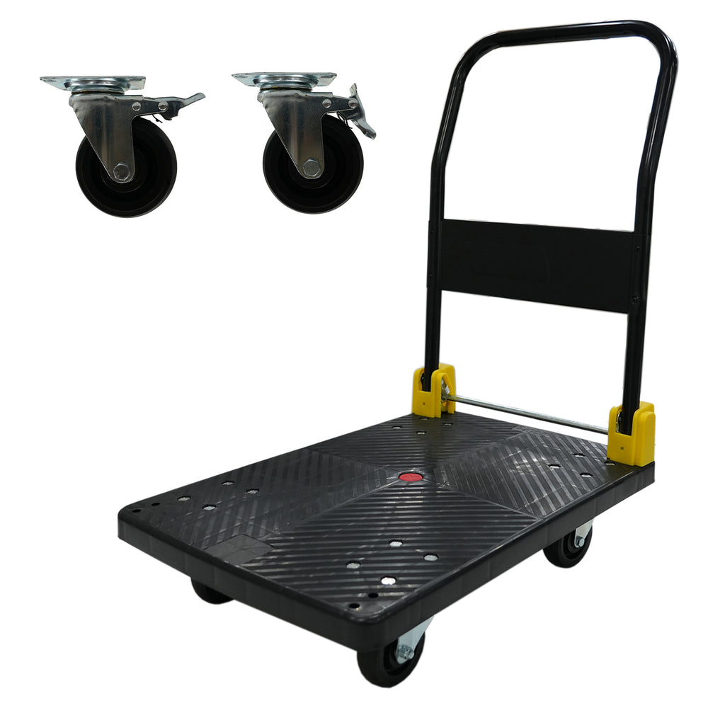 Foldable Heavy-Duty Hand Truck with Swivel Brakes