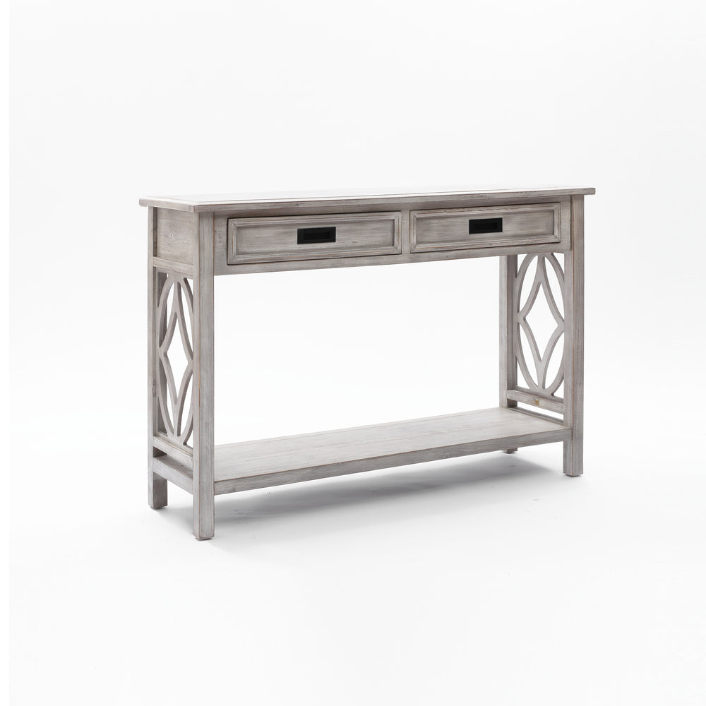 Chic Whitewashed Console Table with Drawers