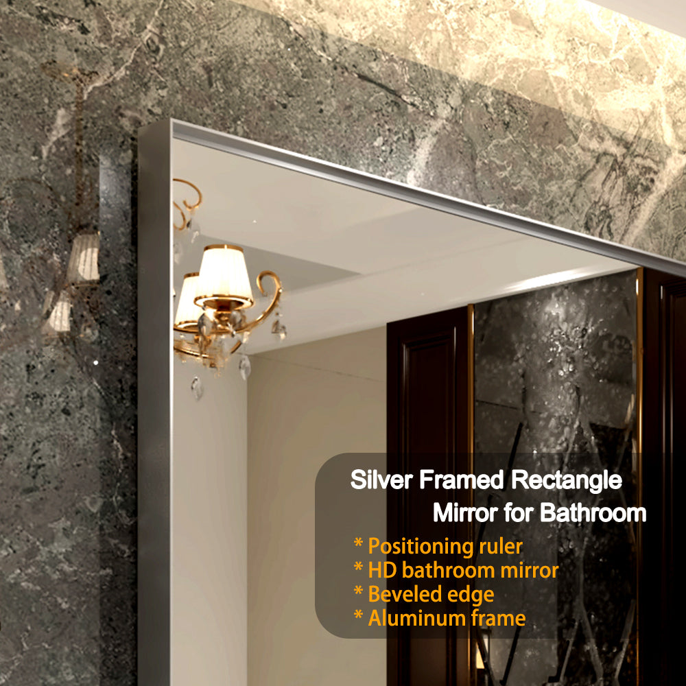 Sleek Silver Beveled Wall Mirror