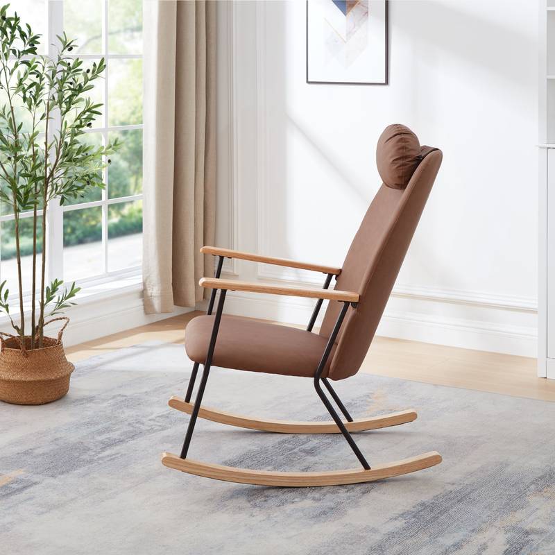 Cozy Rocking Chair with Adjustable Headrest