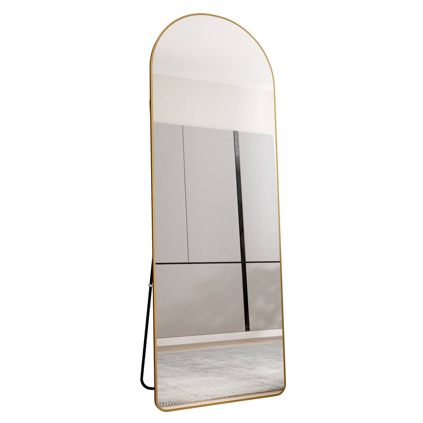 Chic Arched Gold Floor Mirror