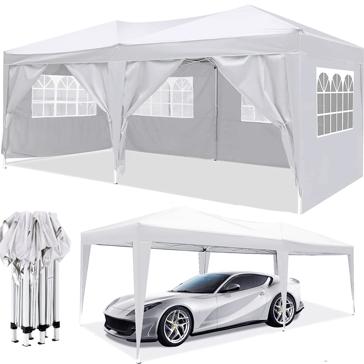 Easy Pop-Up Party Canopy Tent with Removable Sidewalls and Carry Bag