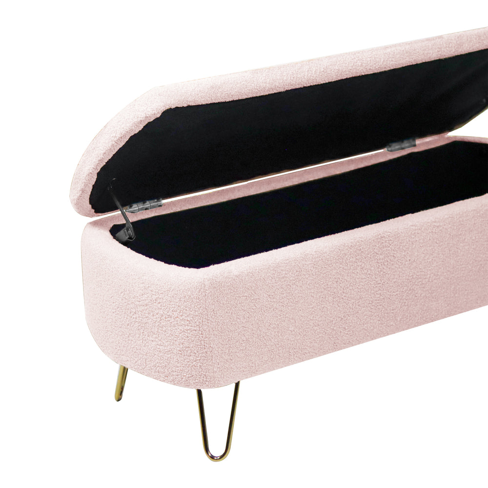 Chic Pink Storage Bench with Gold Legs