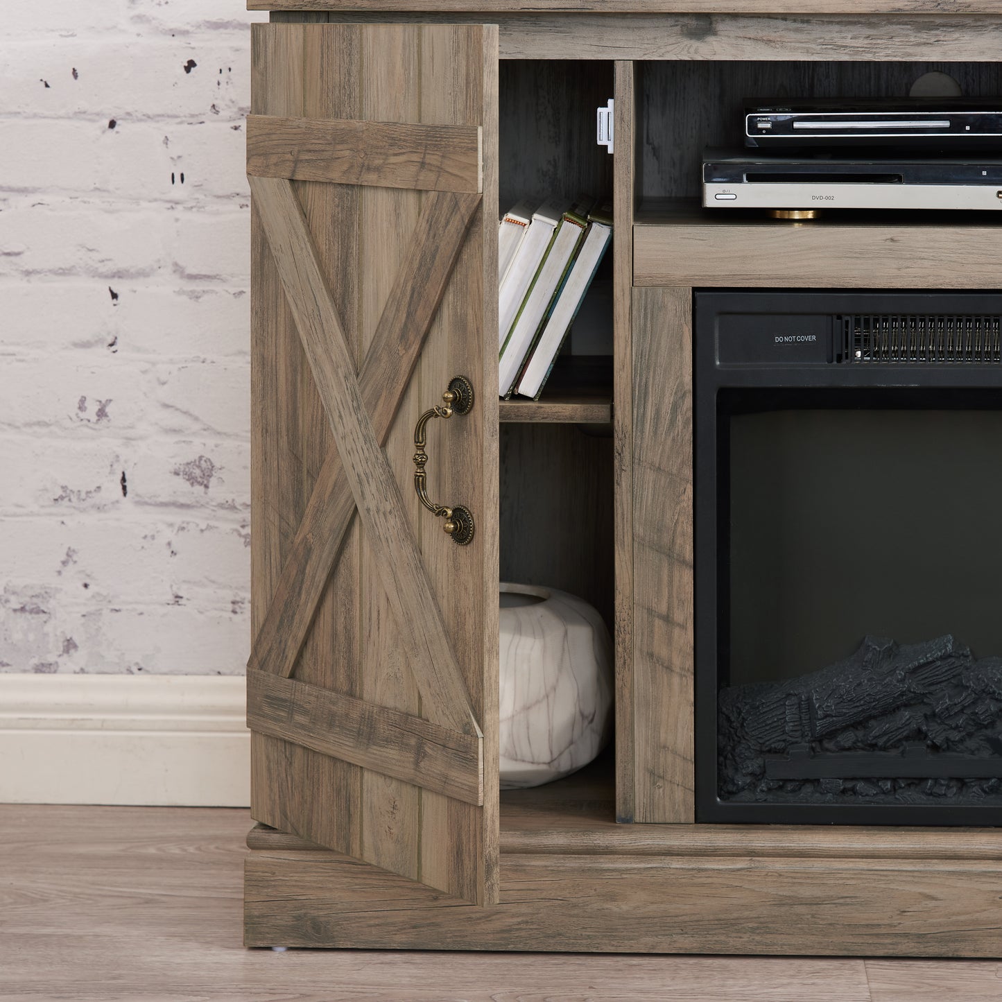 Cozy Farmhouse TV Stand with Electric Fireplace