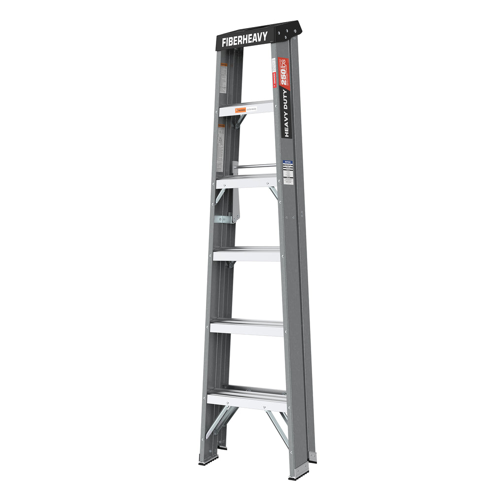 Sturdy Grey Fibreglass Step Ladder