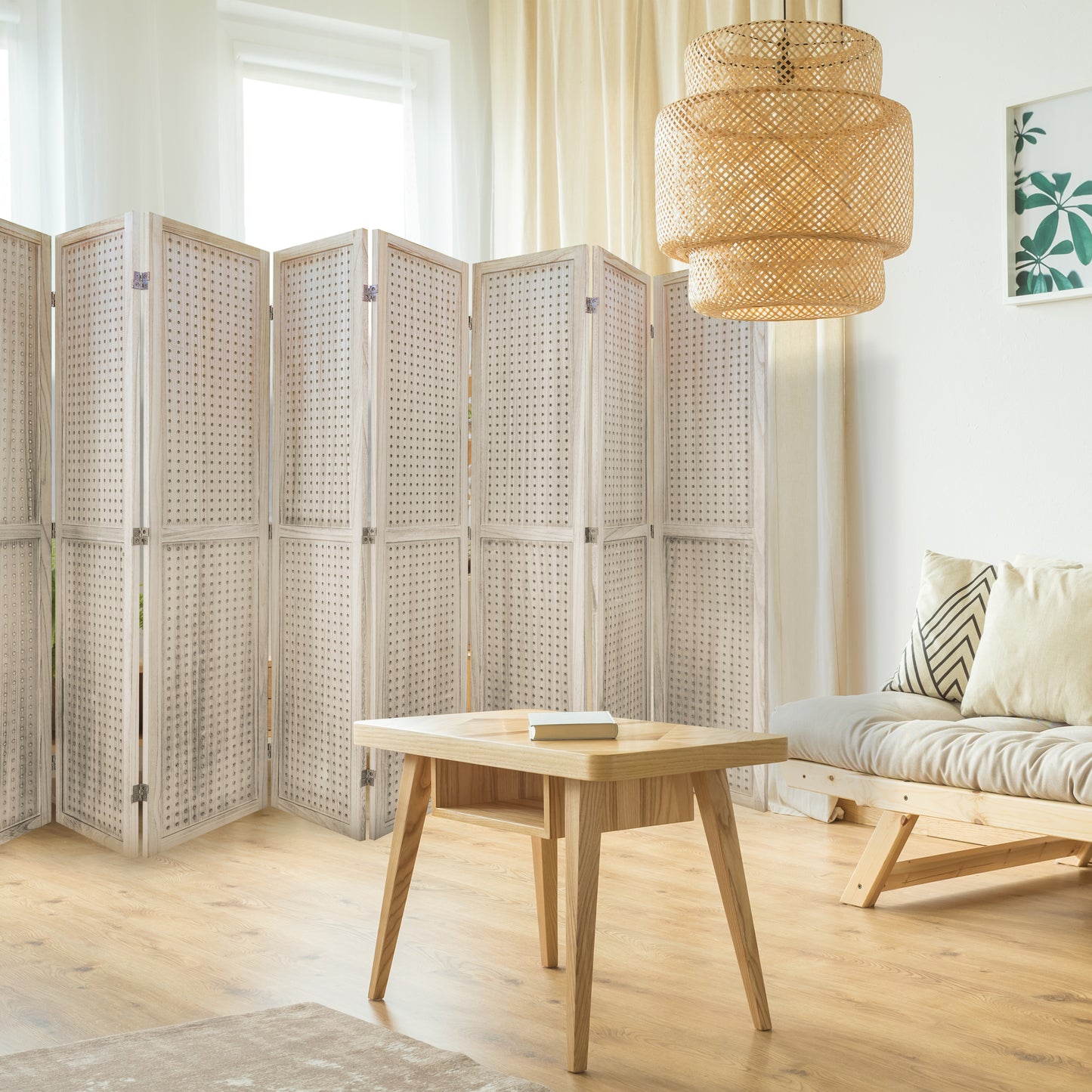 “Chic Wooden Folding Room Divider & Display”