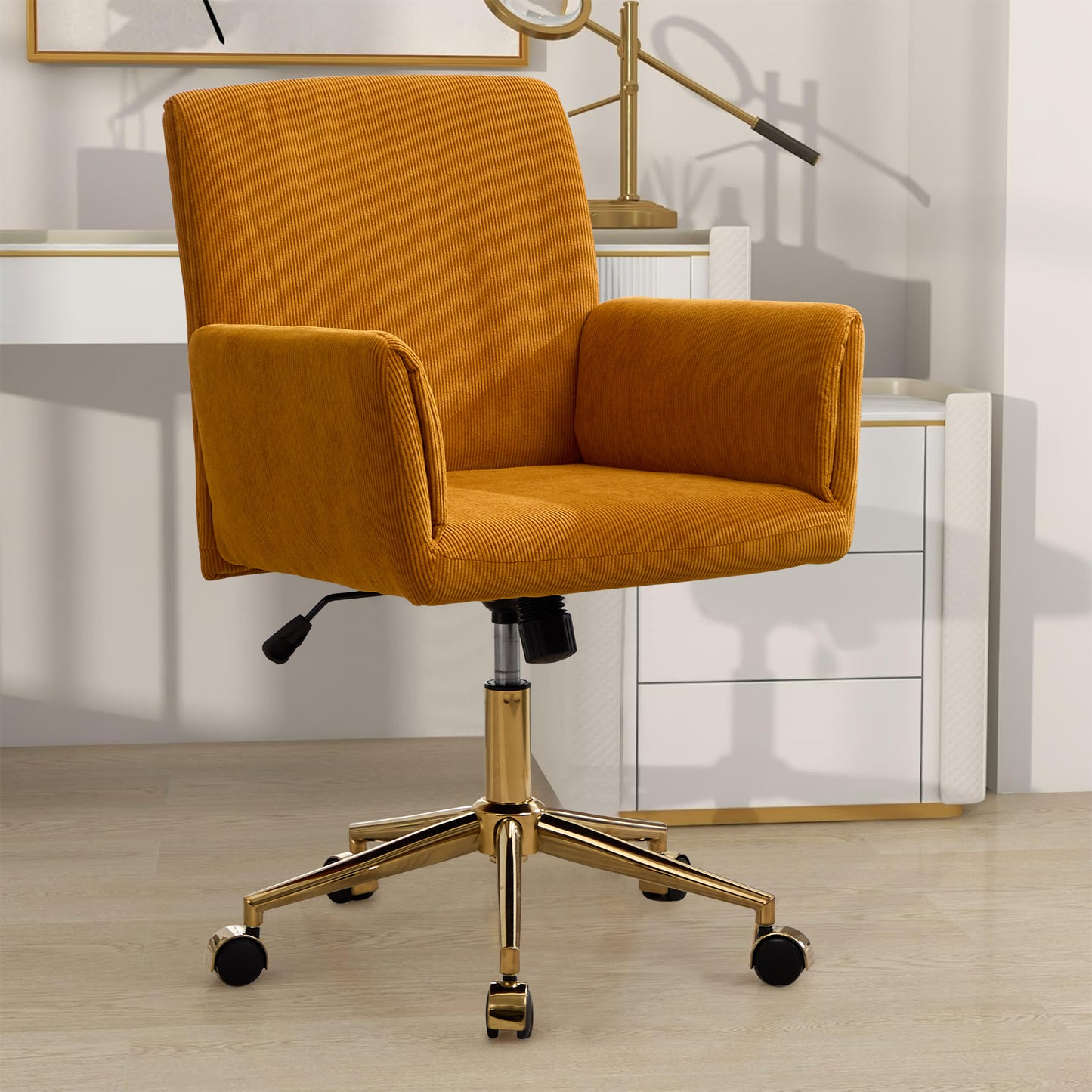 Chic Yellow Corduroy Office Chair