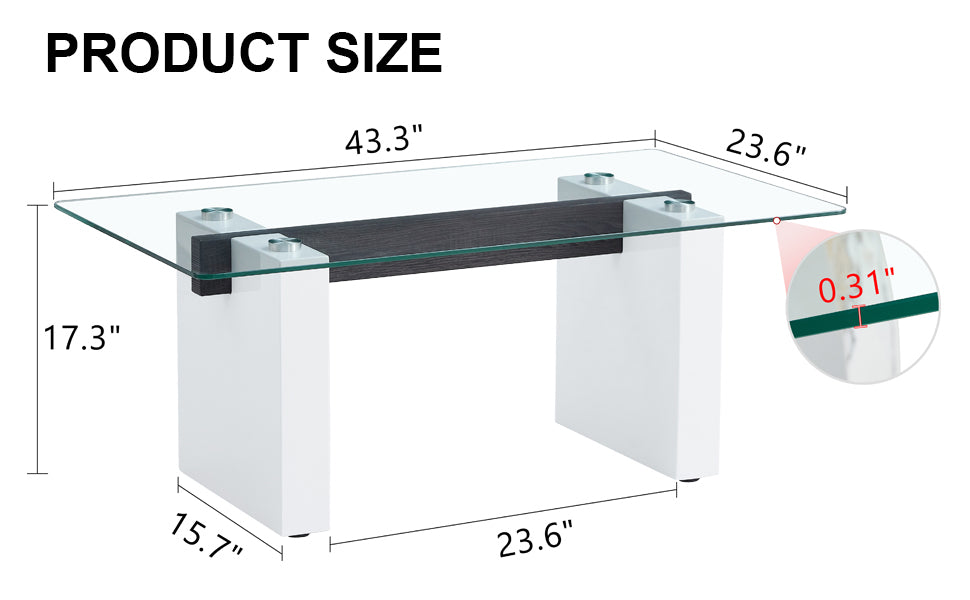 Sleek Glass & White Column Coffee Table