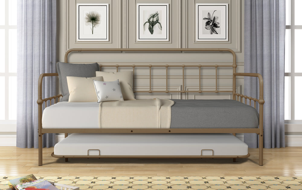 Chic Metal Daybed with Hidden Trundle