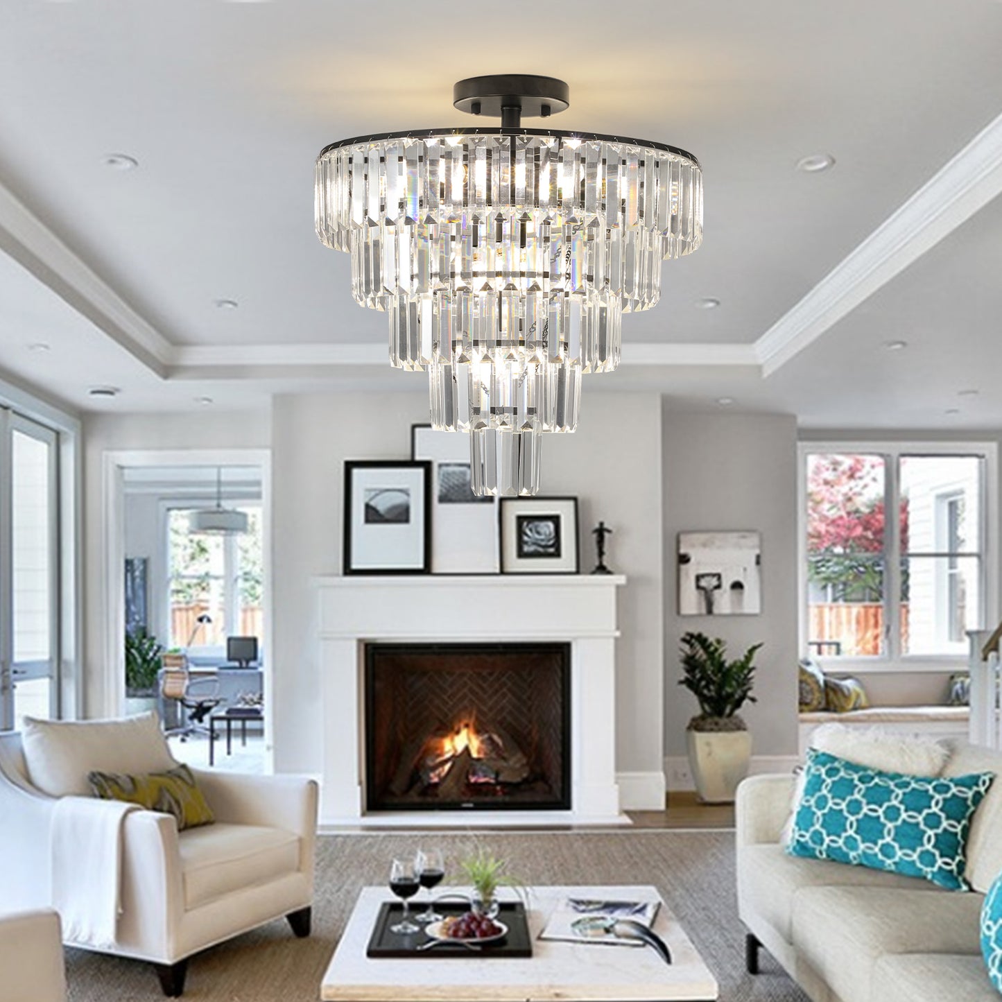 Elegant Black Crystal Chandelier for Modern Spaces