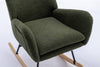 Cozy Rocking Chair with Pocket - Soft Teddy Fabric Glider in Dark Green