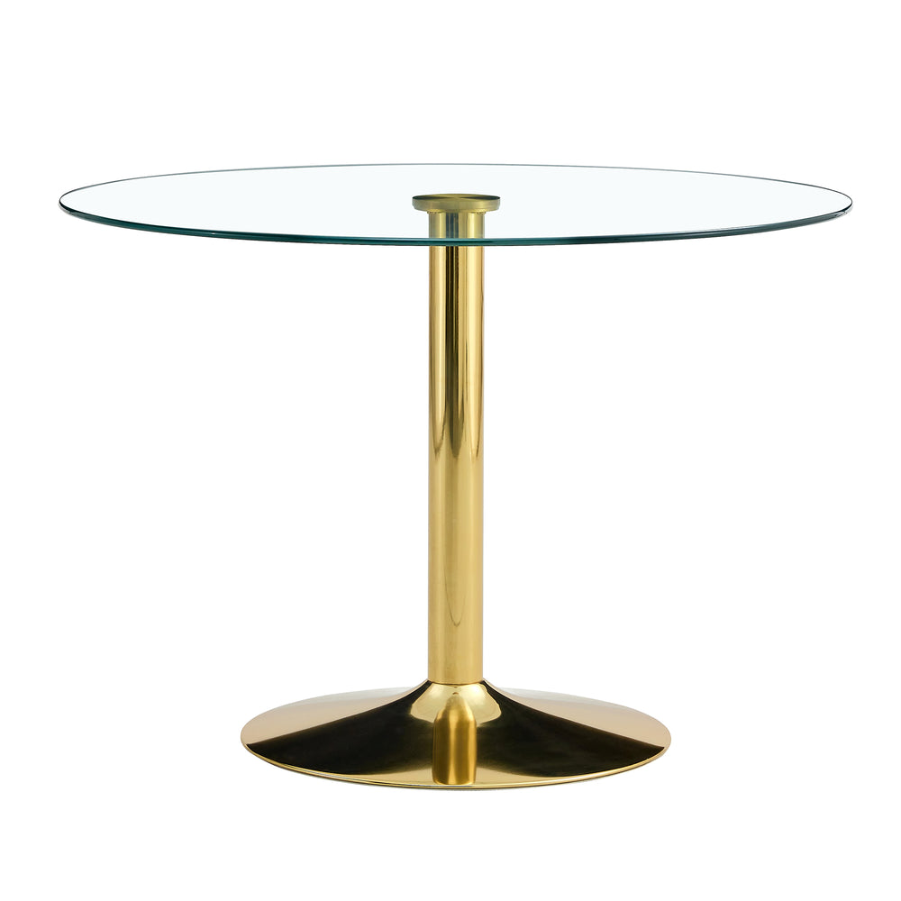 Chic Glass & Gold Round Dining Table