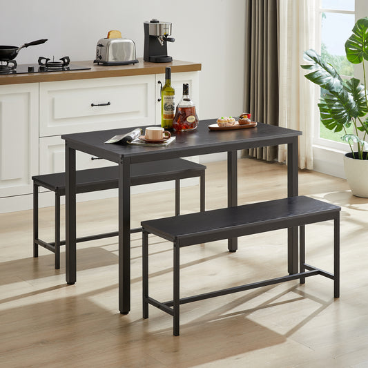 Stylish Industrial Dining Set with Benches