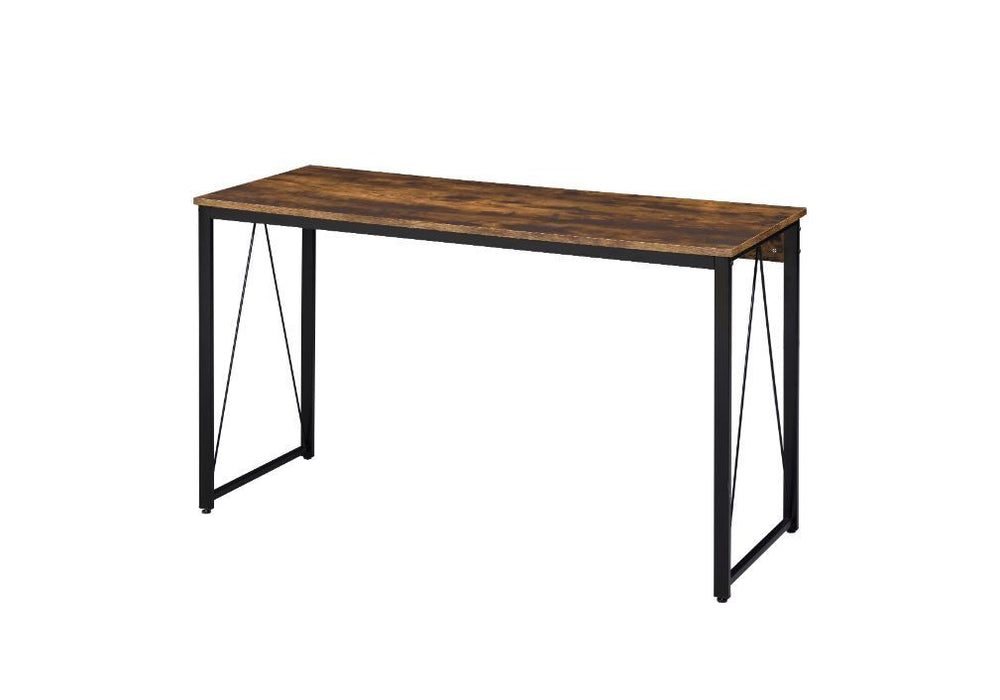 Rustic Oak & Black Writing Desk