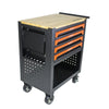 Orange Multi-Use Tool Cart with Wheels and Wooden Top