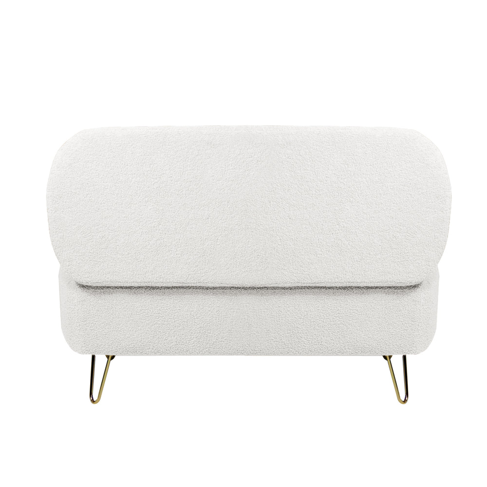 Chic Ivory Storage Ottoman with Gold Legs