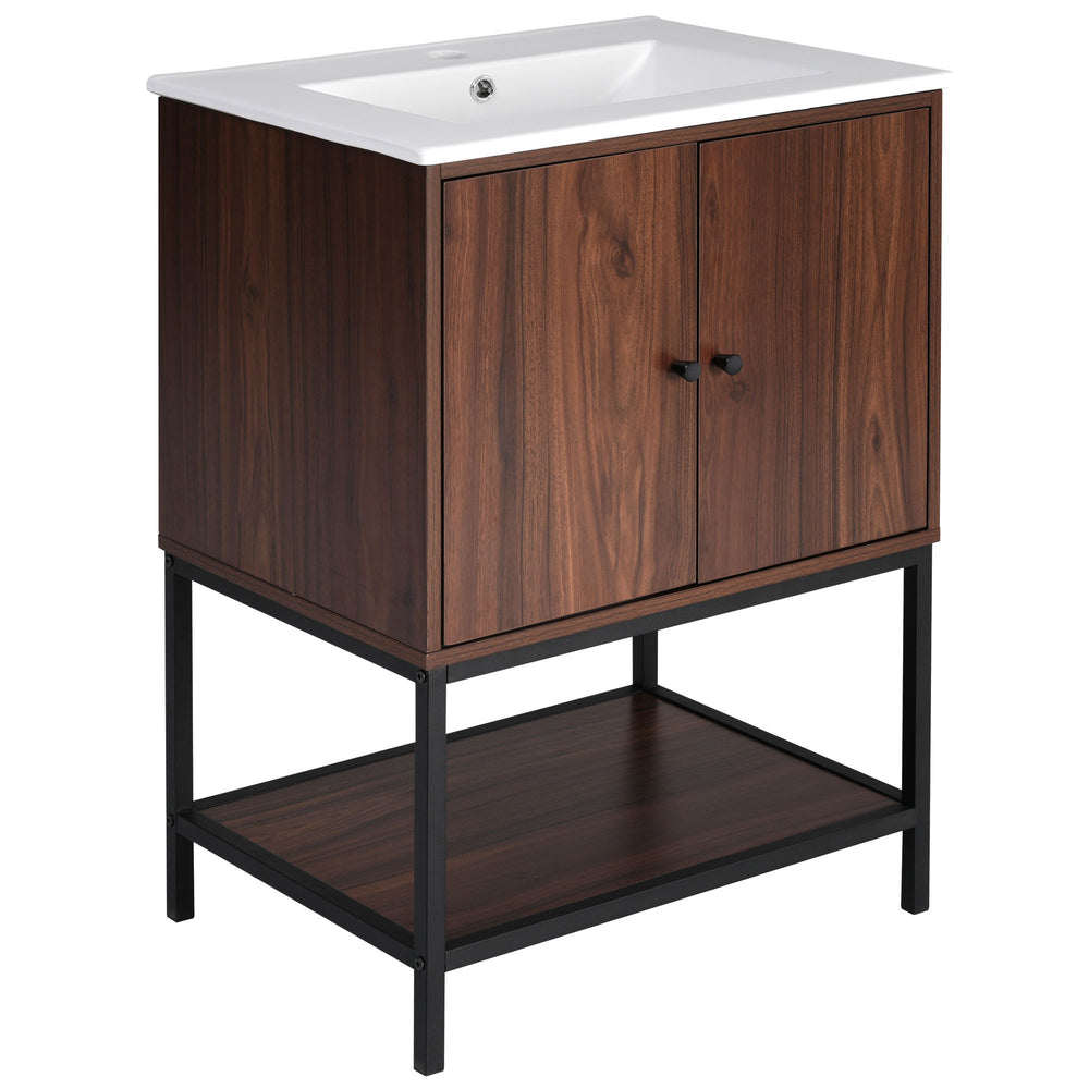 Chic Walnut Bathroom Vanity with Soft-Close Doors