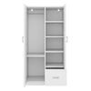 Chic White Wooden Armoire with Double Doors and Ample Storage