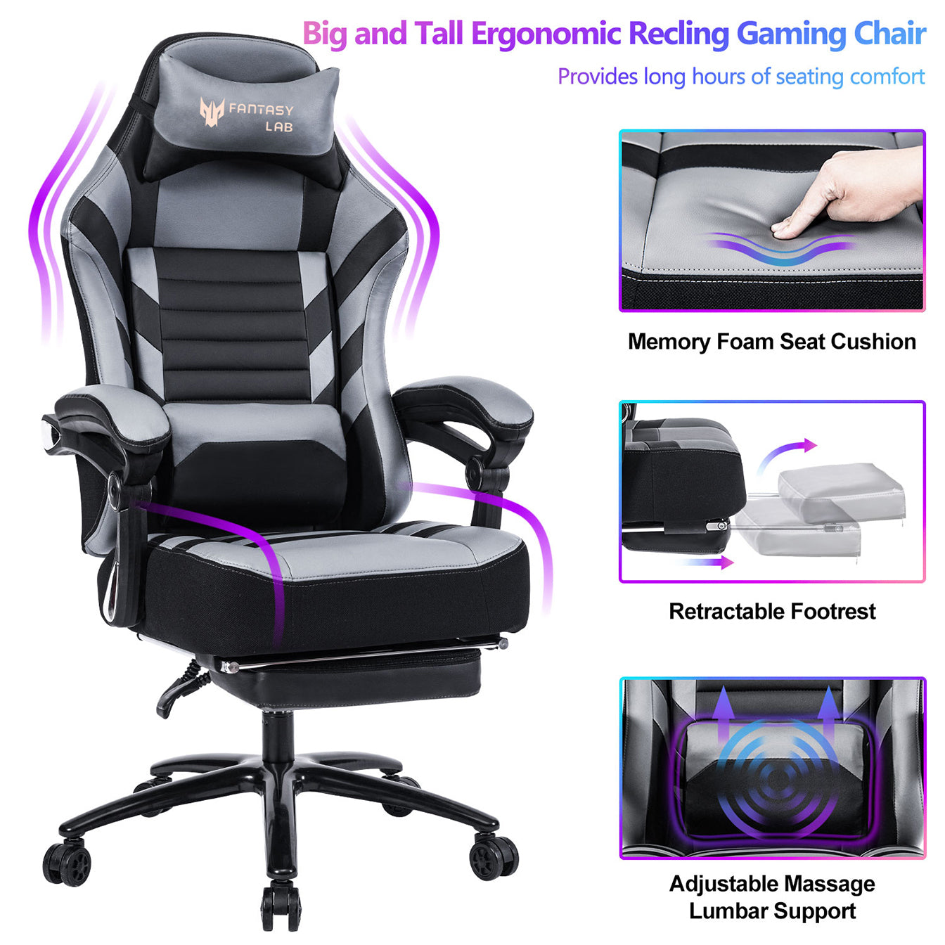 Vanbow Adjustable Swivel Gaming Chair