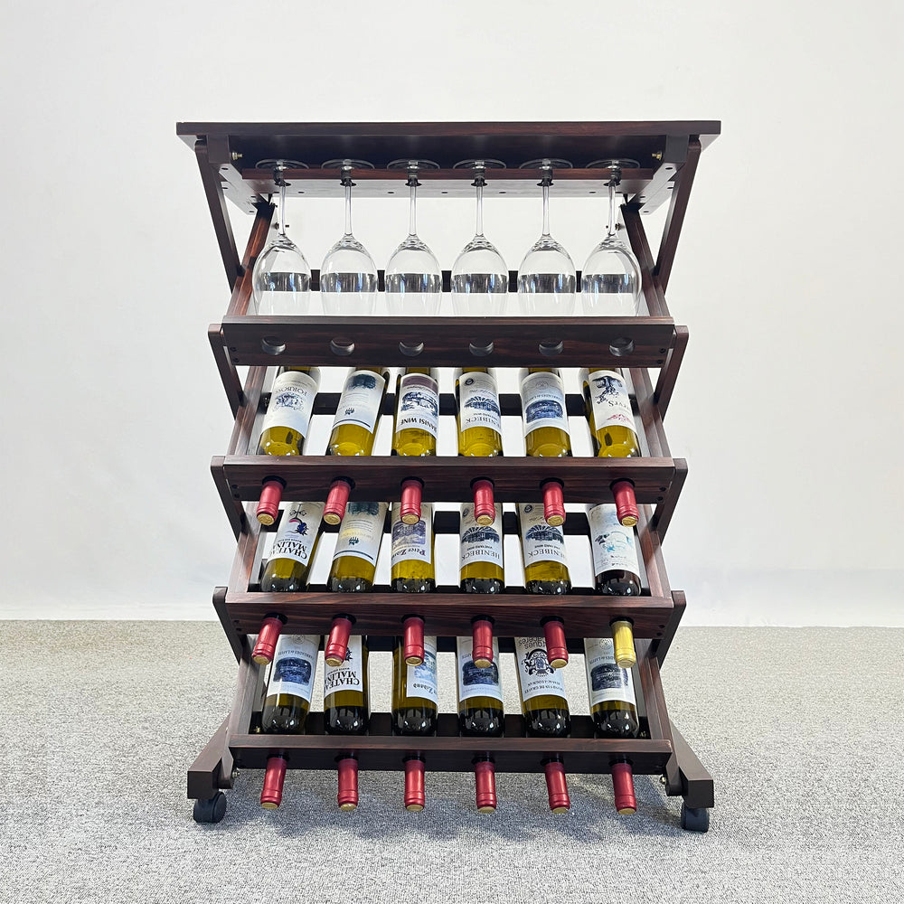 Chic Walnut Wine Display Rack