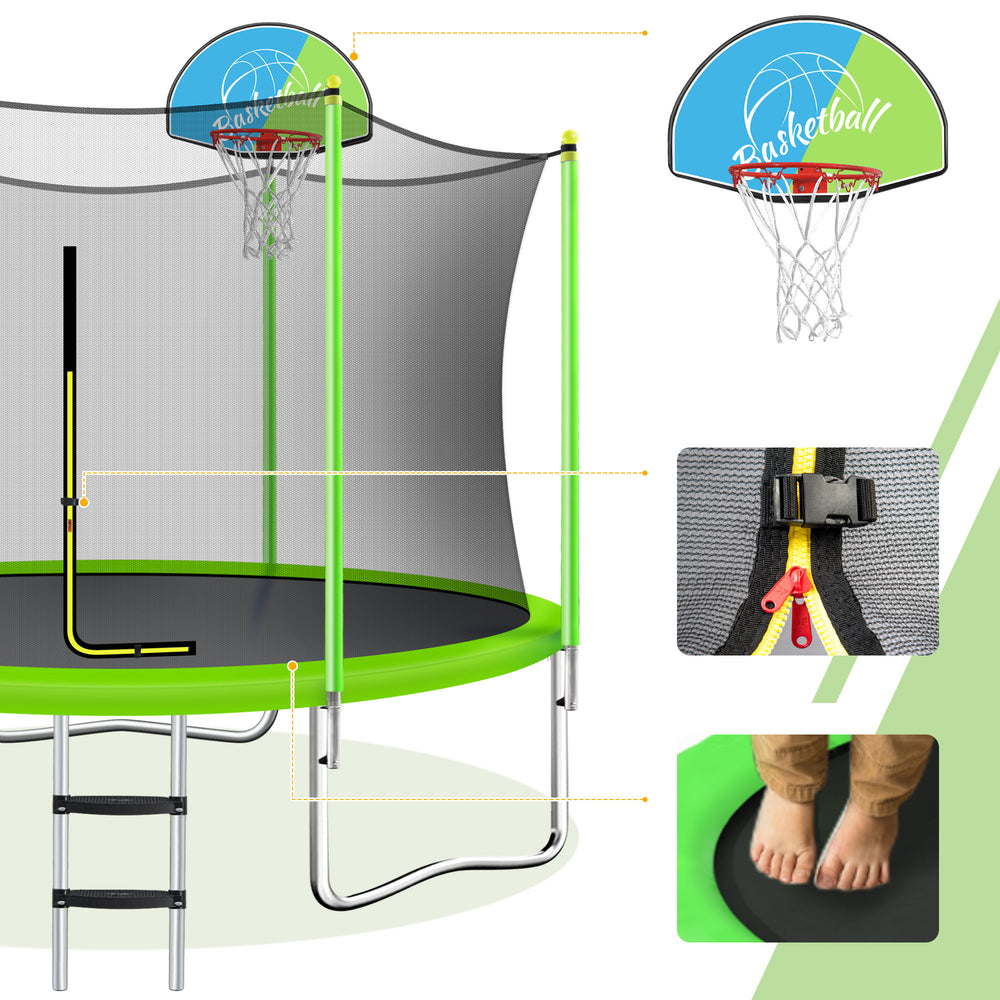 Jump & Play Trampoline with Safety Net, Hoop & Ladder