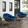 Cozy Navy Rattan Rocker Chair