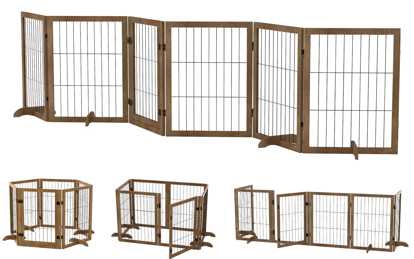 Flexible Dog Gate & Fence with Door - Stylish Indoor Barrier