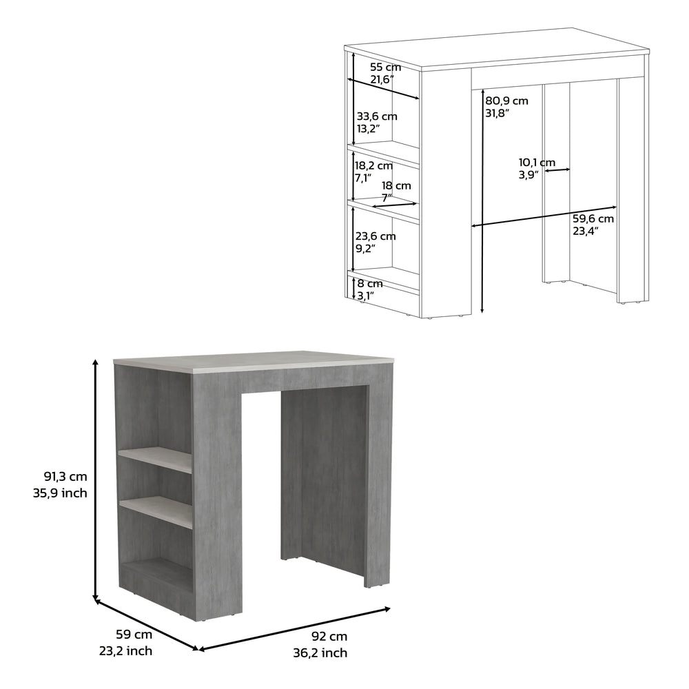 Stylish Kitchen Island with Marble Finish & Ample Storage