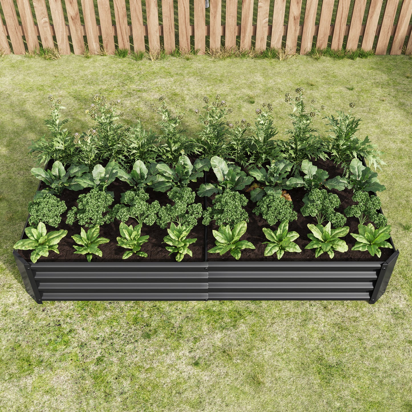 Sleek Black Garden Bed for Beautiful Blooms